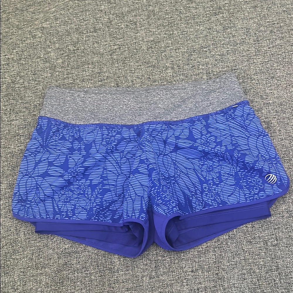 MPG Blue and Gray Athletic Shorts with Textured Design